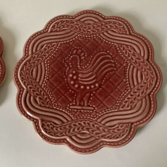 Longaberger Pottery 2 Trivets American Craft Originals Paprika Rooster Ceramic - Picture 3 of 8